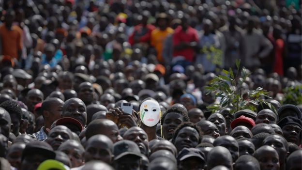 Opposition supporters listen to a speech during a rally held by the opposition Coalition for Reforms and Democracy (Cord) in Nairobi, Kenya - Wednesday 1 June 2016