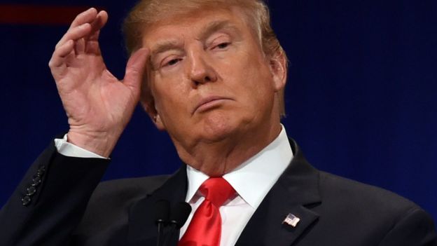 Donald Trump wipes his brow