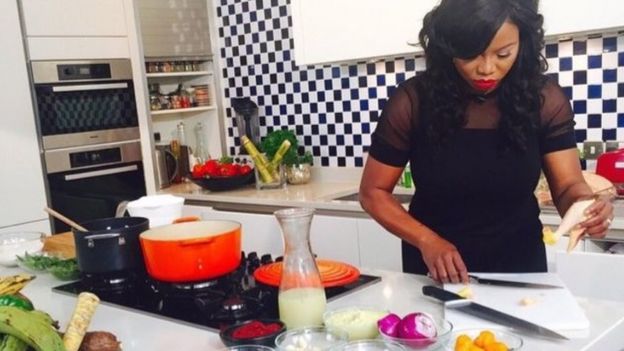 Fafa Gilbert in her kitchen