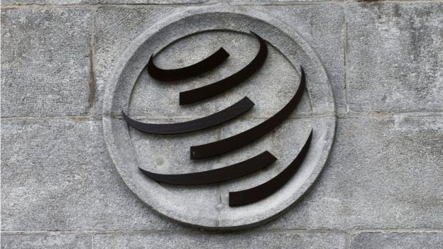 A World Trade Organization (WTO) logo is pictured on their headquarters in Geneva, Switzerland (June 3, 2016)