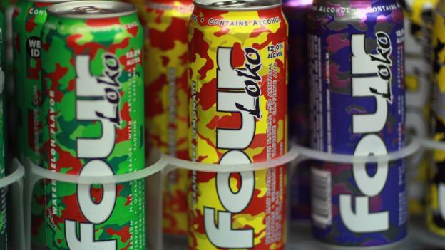 Cans of Four Loko are seen in the liquor department of a Kwik Stop store on October 27, 2010 in Miami, Florida