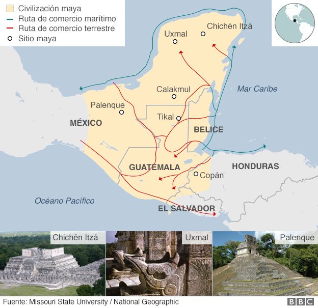 Mapa de sitios maya