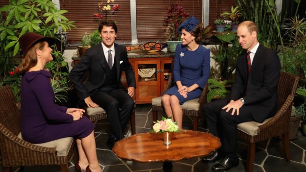 The royal couple and Justin Trudeau and his wife Sophie Gregorire