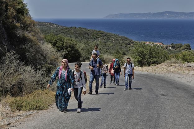 Refugees on road