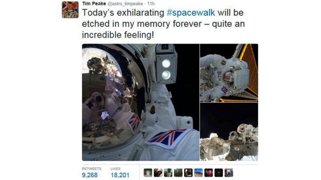 Tim Peake's tweet