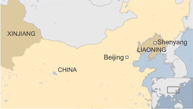 Map of Shenyang and Xinjiang