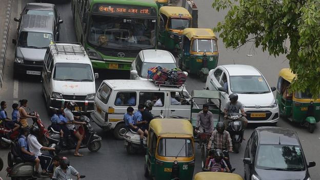 Una avenida en Delhi