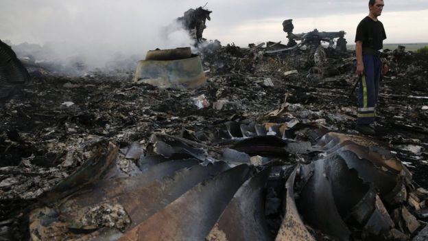 Crash site of Malaysia Airlines Boeing 777 near the settlement of Grabovo in Donetsk region, 17 Jul 14