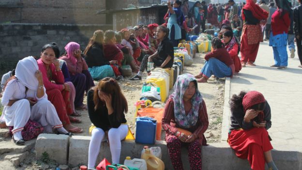 People queuing for kerosene oil