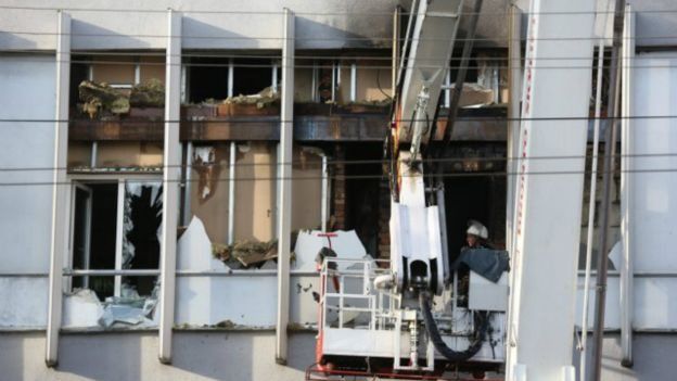 В Киеве сожгли студию телеканала Интер 