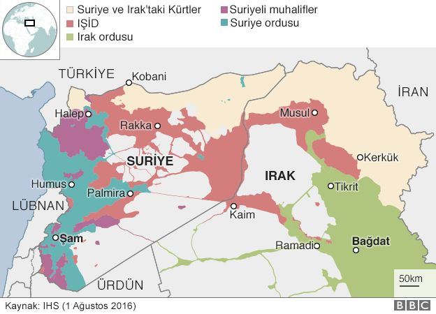 Suriye ve Irak haritası