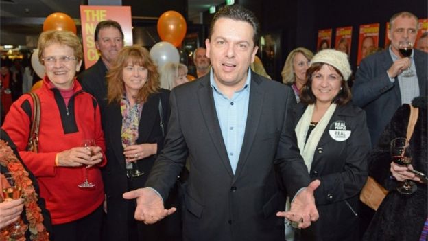 Senator Nick Xenophon at his campaign headquarters in South Australia