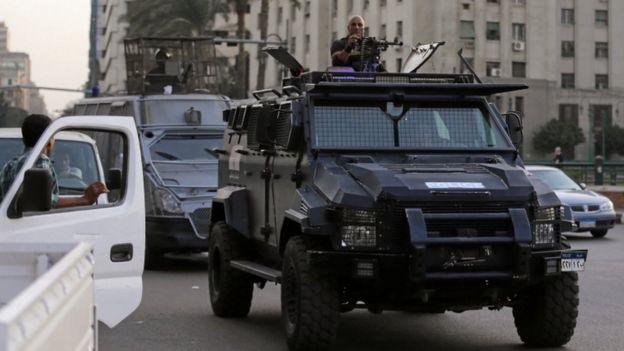 Members of security forces secure Tahrir Square in Cairo, 11 November