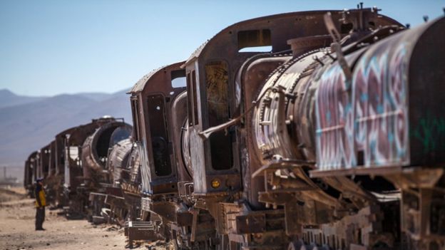 Disused trains were just left in Uyuni