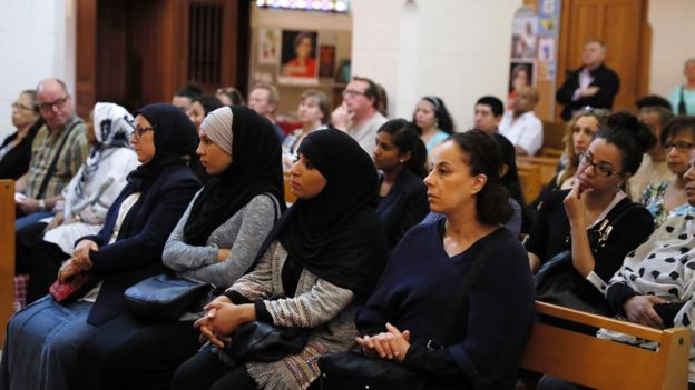 French Muslims attend mass on Sunday in tribute to murdered French priest Jacques Hamel