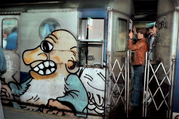 Bearded character with kids, by unidentified artist, 1981