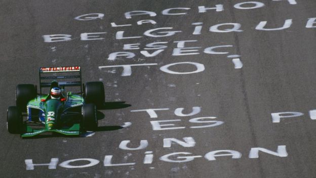 Michael Schumacher corriendo en Spa, Bélgica, en 1991