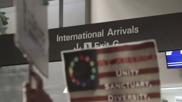 International arrivals sign at SFO