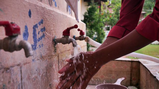 Hand washing in Cambodia