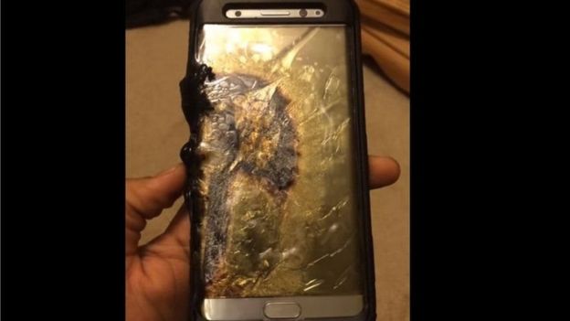 Galaxy Note 7 waxaa la sheegay inuu gubanaayo kaddib marka Jaajarka laga bixiyo