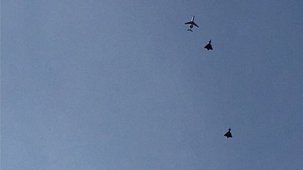 RAF jets escorting a plane