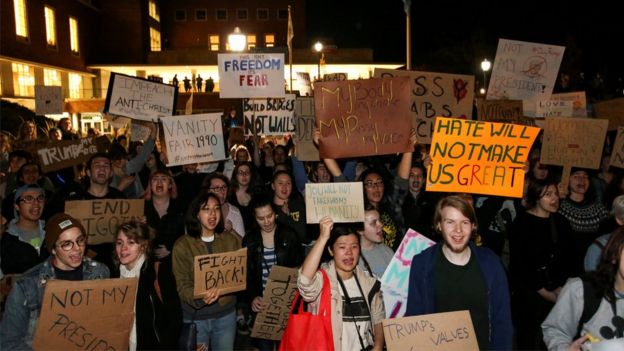 demonstrators in Eugene, Oregon