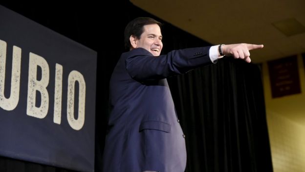 Marco Rubio speaks at a campaign rally in Oklahoma City, Oklahoma, on Monday