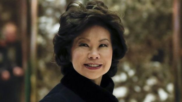 Elaine Chao, former President George W Bush's labor secretary, arrives at Trump Tower in New York City.