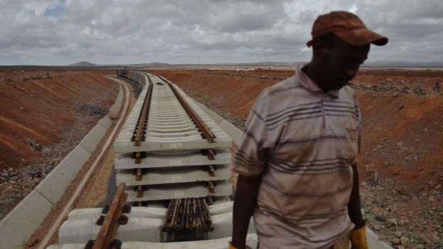 Worker on the Addis Ababa to Djibouti line