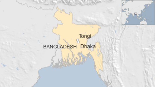 Map showing Bangladesh, Dhaka and Tongi