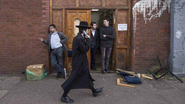 Jewish people in street