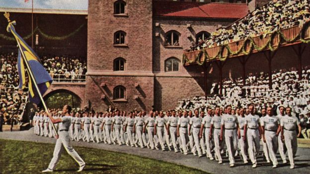 Imagen de una ceremonia en als Olimpiadas de 1912.