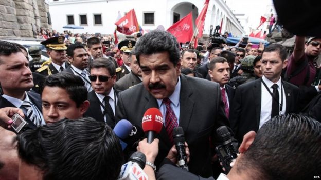 Nicolas Maduro in Quito, ahead of summit with Santos