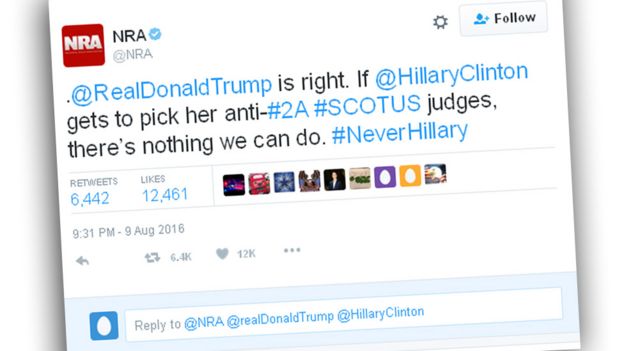 Tweet from NRA reacting to Trump's remarks