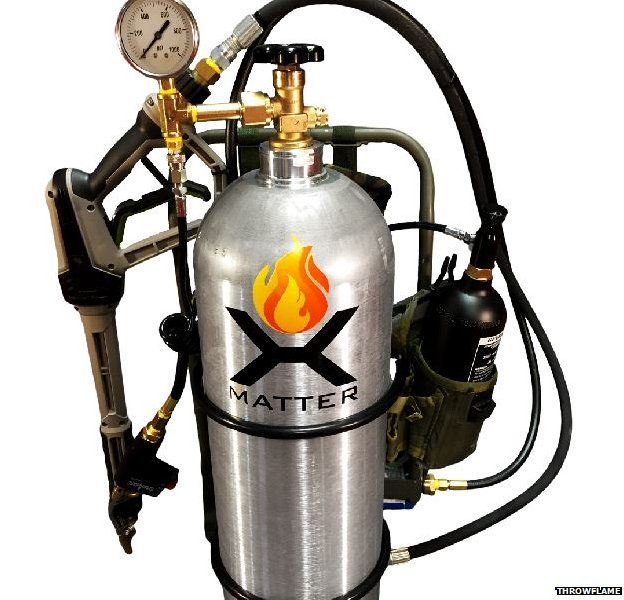 A flamethrower in storage