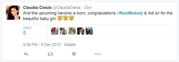 And the upcoming heroine is born, congratulations #RaniMukerji & Adi sir for the beautiful baby girl ������