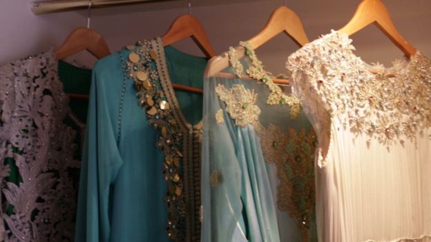 Kaftans in Ilham Benami's shop