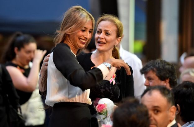 Sydney siege survivors Selina Win Pe (L) and Marcia Mikhael (R)