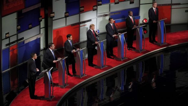 Candidates on stage