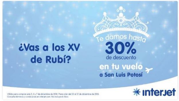 Interjet advert offering 30% discount on flights to San Luis Potosi
