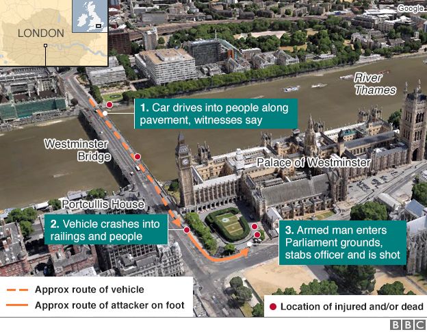 Westminster attack map