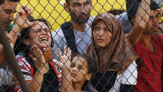 Migrants at Bicske, Hungary