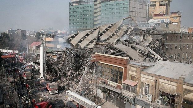 Collapsed Plasco building in Tehran, Iran (19 January 2017)