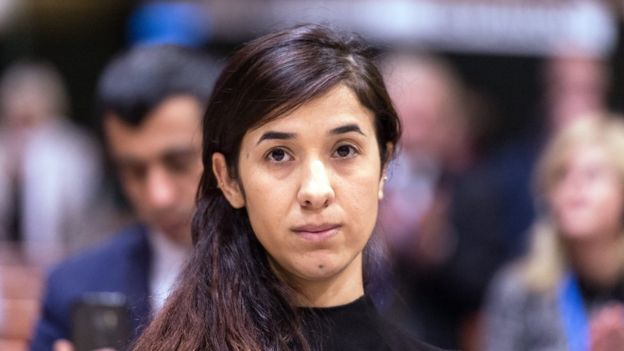 Nadia Murad Basee no Conselho Europeu em Estrasburgo