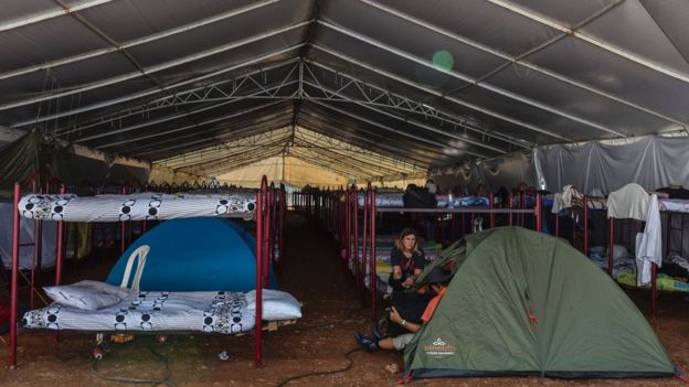 Zona de camas de los periodistas en la Conferencia de las FARC.