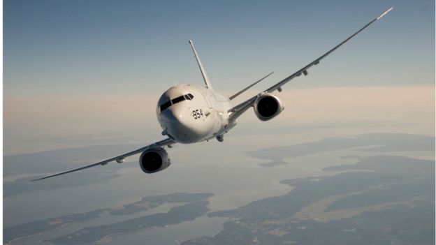 A Boeing handout image showing a P-8 in the air