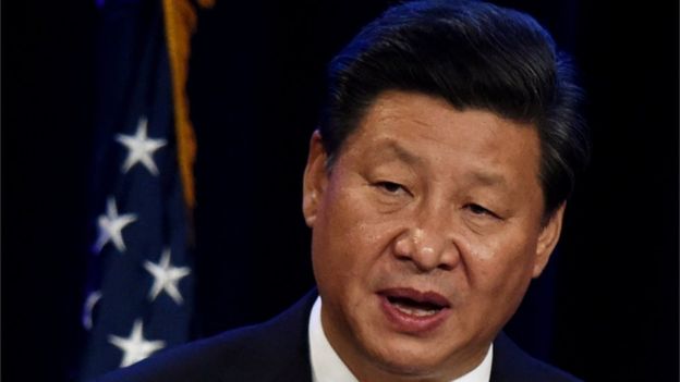 Chinese President Xi Jinping speaks during his welcoming banquet at the start of his visit to the US, at the Westin Hotel in Seattle