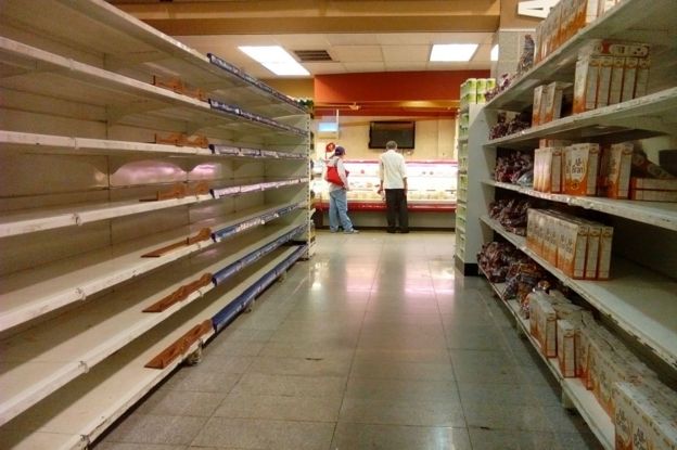 Bran cereal boxes were available in this Caracas supermarket in June
