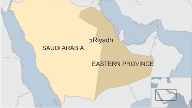 A map showing Saudi Arabia's Eastern Province