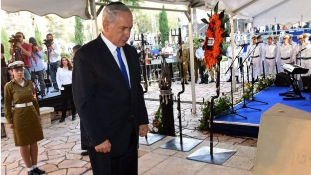 Benjamin Netanyahu at memorial service for Yitzhak Rabin (26/10/15)